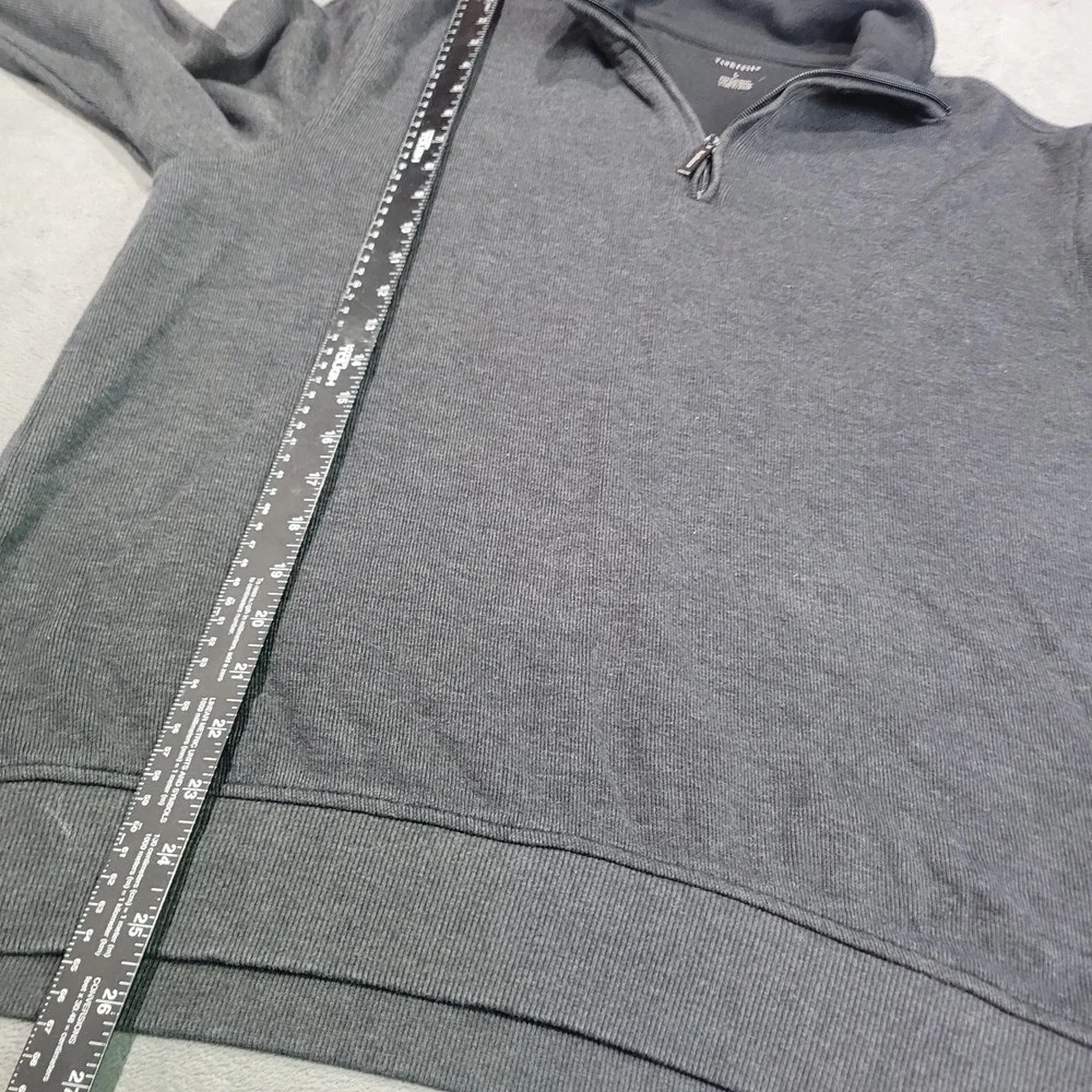 Van Heusen Pullover Mens Large Grey Quarter Zip Ribbed Cotton Blend Casual 11574